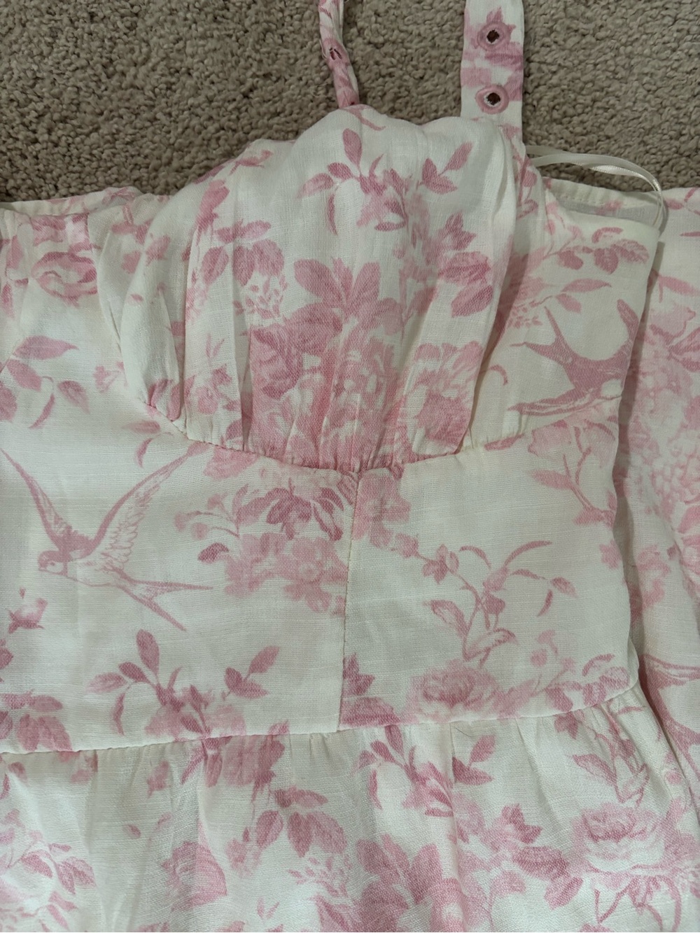 Francesca's Collections Pink Floral Tie-Shoulder Tiered Midi Dress - Picture 4 of 5